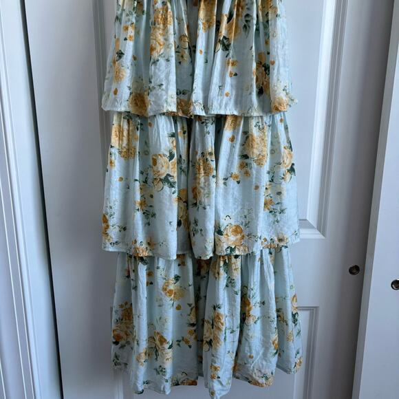 By the River Sweet Life Tiered Bow Front Midi Dress Sz S Sage Wedding Guest - Picture 5 of 11